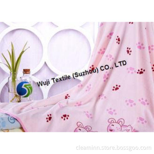70*140cm Dog Patterned Beach Towels , Pink Blue Microfiber
